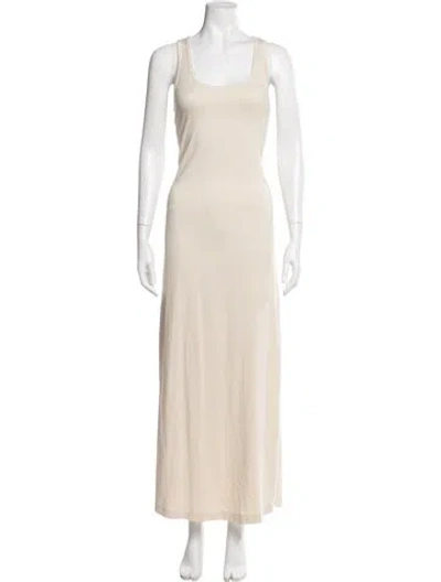 Pre-owned Les Tien Crew Neck Long Dress In Neutral