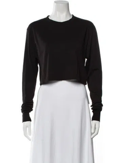 Pre-owned Les Tien Crew Neck Long Sleeve Crop Top In Brown