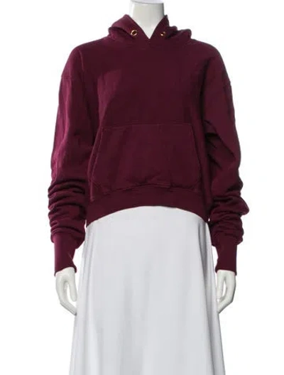 Pre-owned Les Tien Crew Neck Long Sleeve Hoodie In Burgundy
