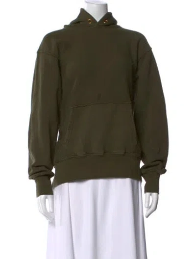 Pre-owned Les Tien Crew Neck Long Sleeve Hoodie In Green