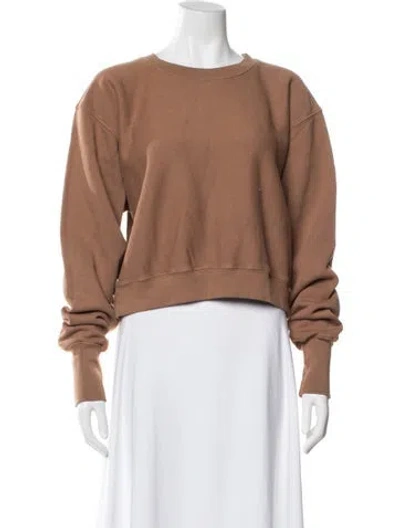 Pre-owned Les Tien Crew Neck Long Sleeve Sweatshirt In Brown