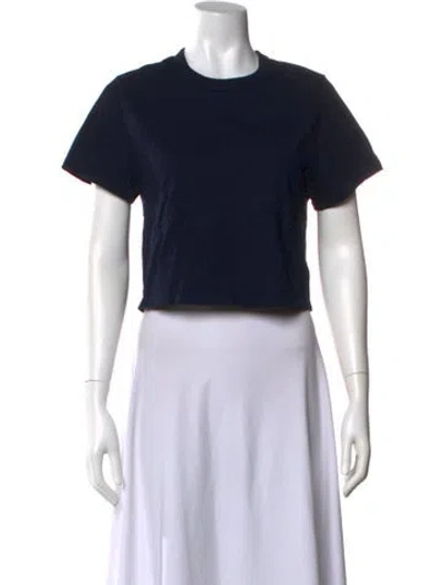 Pre-owned Les Tien Crew Neck Short Sleeve Crop Top In Blue