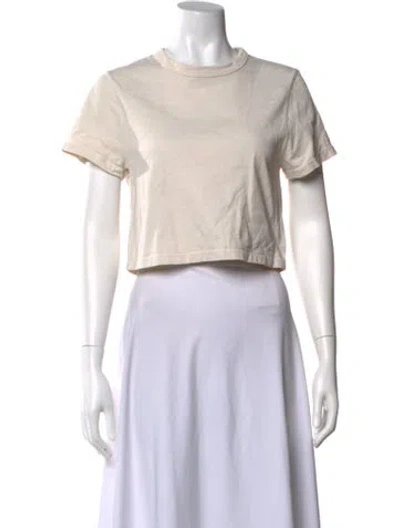 Pre-owned Les Tien Crew Neck Short Sleeve Crop Top In Neutrals