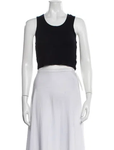 Pre-owned Les Tien Crew Neck Sleeveless Crop Top In Blue