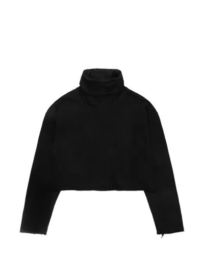 Les Tien Cropped Roll-neck Sweater In Black