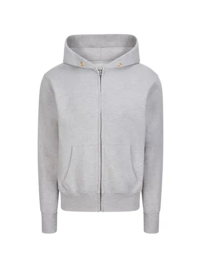 Les Tien Cropped Zip-up Hoodie In Gray
