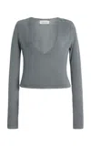 Les Tien Dan Jersey Top In Gray