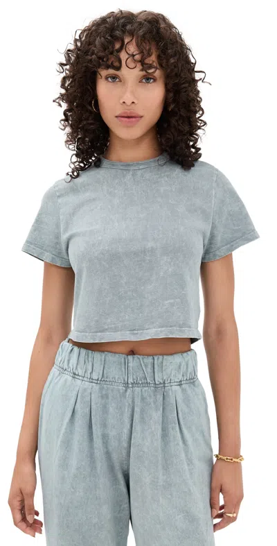 Les Tien Daria Crop Tee Slate Grey Mineral In Blue