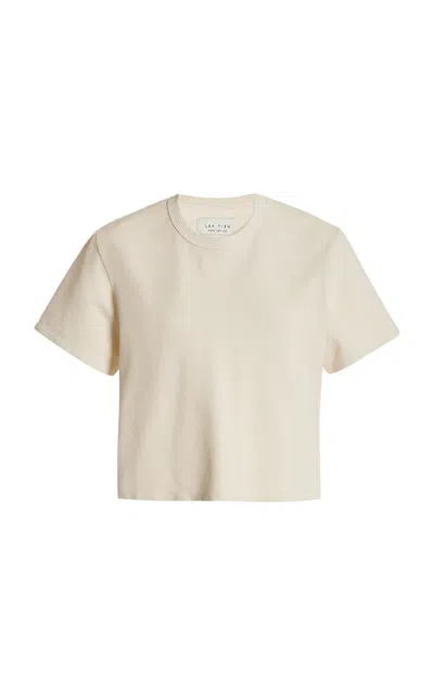 Les Tien Daria Cropped Cotton T-shirt In Ivory