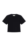 Les Tien Daria Cropped Cotton T-shirt In Navy
