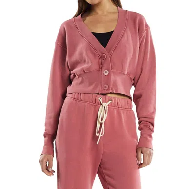 Les Tien Diana Crop Cardigan In Washed Flamingo In Pink