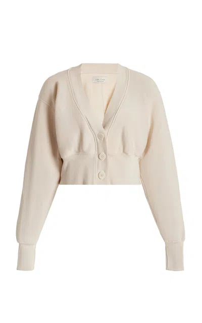 Les Tien Diana Cropped Cotton Cardigan In Ivory