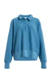 Les Tien Exclusive Cotton Henley Polo Top In Blue