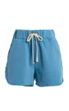 Les Tien Exclusive Serena Scallop Cotton Mini Shorts In Blue