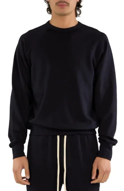 Les Tien French Terry Binded Neck Raglan In Blue