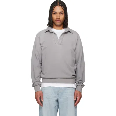 Les Tien Gray French Terry Banded Polo