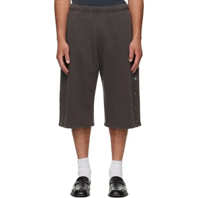 Les Tien Gray Part Snap Shorts In Black