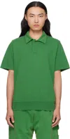 Les Tien Green Piqué S/s Banded Tennis Polo In Green