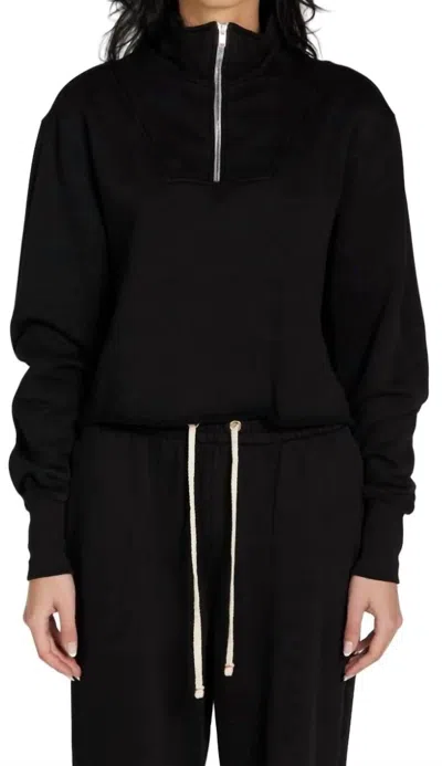 Les Tien Haley Crop Half Zip Pullover Sweater In Jet Black