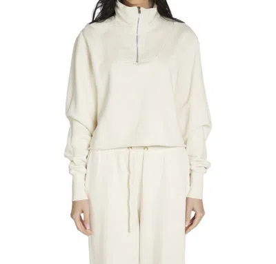 Les Tien Haley Crop Half Zip Pullover Sweater In Ivory In White