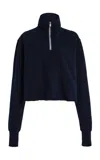 Les Tien Haley Cropped Cotton Half-zip Sweatshirt