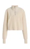 Les Tien Haley Cropped Half-zip Cotton Sweatshirt In Neutral