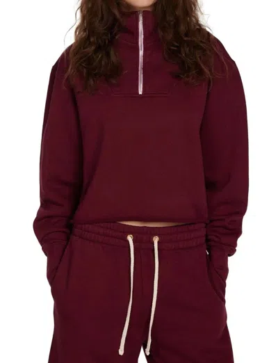 Les Tien Haley Half Zip Sweater In Burgundy