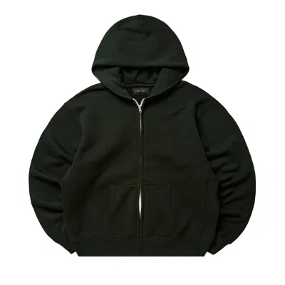 Pre-owned Les Tien Heavyweight Cropped Zip Hoodie 'pine' | Green | Men's Size Xl