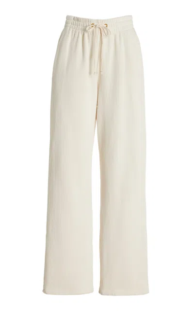 Les Tien Jill Corduroy Cotton Wide-leg Sweatpants In Ivory