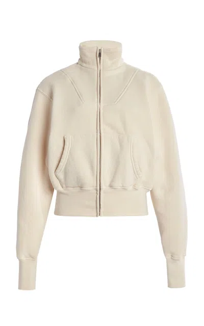 Les Tien Kathy Cotton Yacht Zip-up Sweater In Ivory