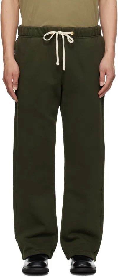 Les Tien Khaki Heavyweight Classic Sweatpants In Washed Forest