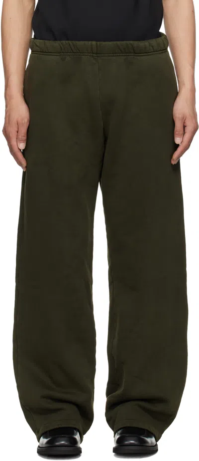 Les Tien Khaki Heavyweight Puddle Sweatpants In Washed Forest