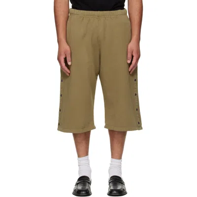 Les Tien Khaki Part Snap Shorts In Green