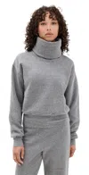 Les Tien Laralyn Banded Crop Cowl Neck Sweater Athletic Grey In Gray