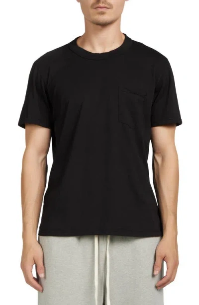 Les Tien Lightweight Binded Neck Classic Pocket Tee In Black