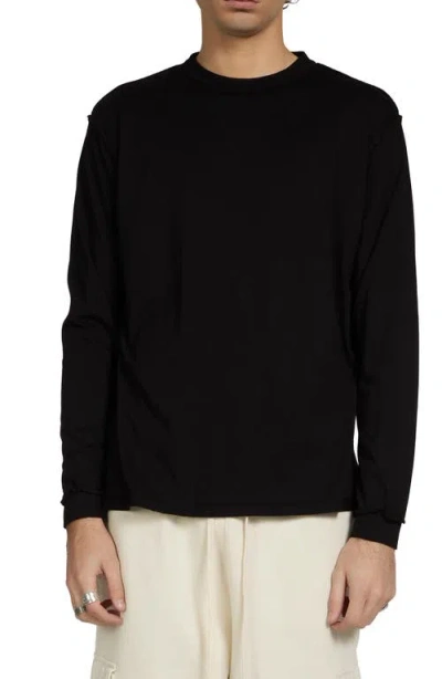 Les Tien Lightweight Binded Neck Inside Out Long Sleeve In Black