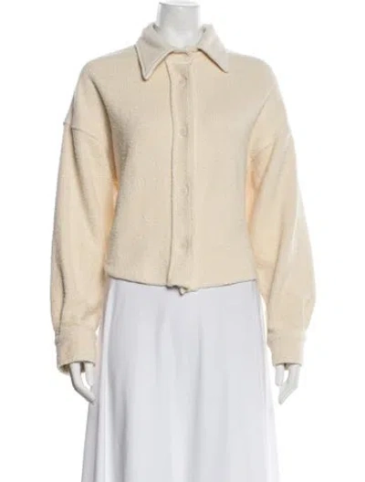 Pre-owned Les Tien Long Sleeve Button-up Top In Yellow