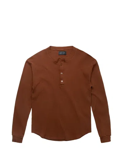 Les Tien Long-sleeve Polo Shirt In Brown