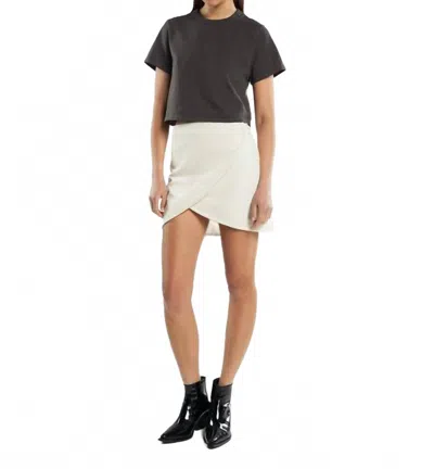 Les Tien Misty Mini Scalloped Wrap Skirt In Ivory In White