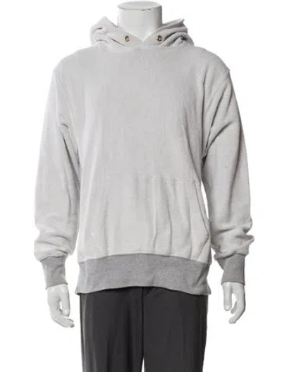 Pre-owned Les Tien Mock Neck Long Sleeve Hoodie In Gray