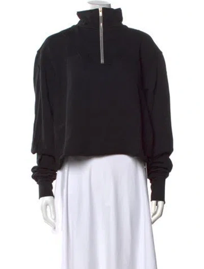 Pre-owned Les Tien Mock Neck Long Sleeve Sweatshirt In Black