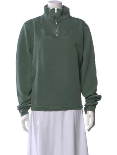 Pre-owned Les Tien Mock Neck Long Sleeve Sweatshirt In Green