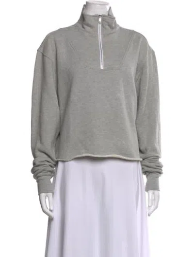 Pre-owned Les Tien Mock Neck Long Sleeve Sweatshirt In Grey