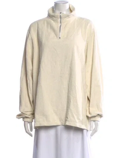 Pre-owned Les Tien Mock Neck Long Sleeve Sweatshirt In Neutral