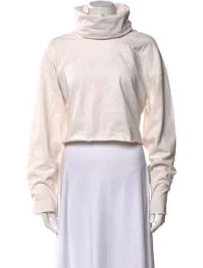 Pre-owned Les Tien Mock Neck Long Sleeve Sweatshirt In Neutral