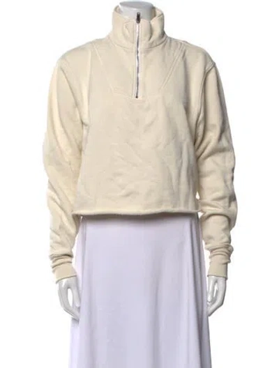 Pre-owned Les Tien Mock Neck Long Sleeve Sweatshirt In Neutrals