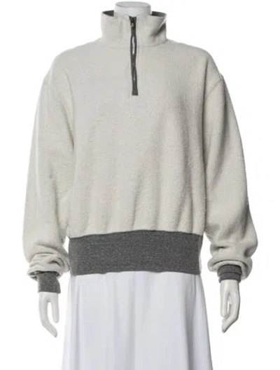 Pre-owned Les Tien Mock Neck Long Sleeve Sweatshirt In Neutrals