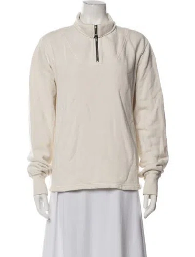 Pre-owned Les Tien Mock Neck Long Sleeve Sweatshirt In Neutrals