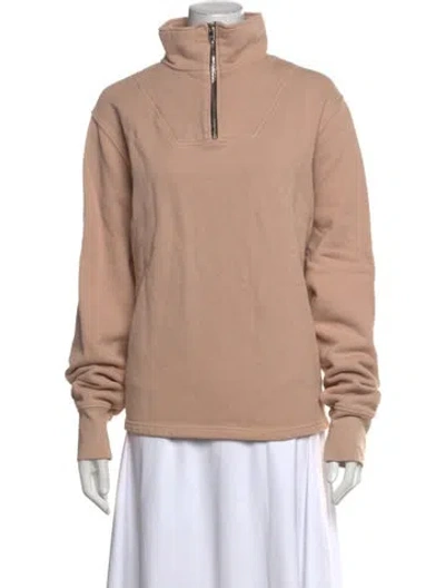 Pre-owned Les Tien Mock Neck Long Sleeve Sweatshirt In Neutrals