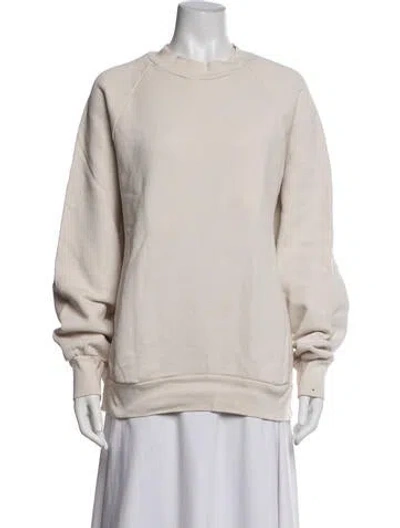 Pre-owned Les Tien Mock Neck Long Sleeve Sweatshirt In Neutrals